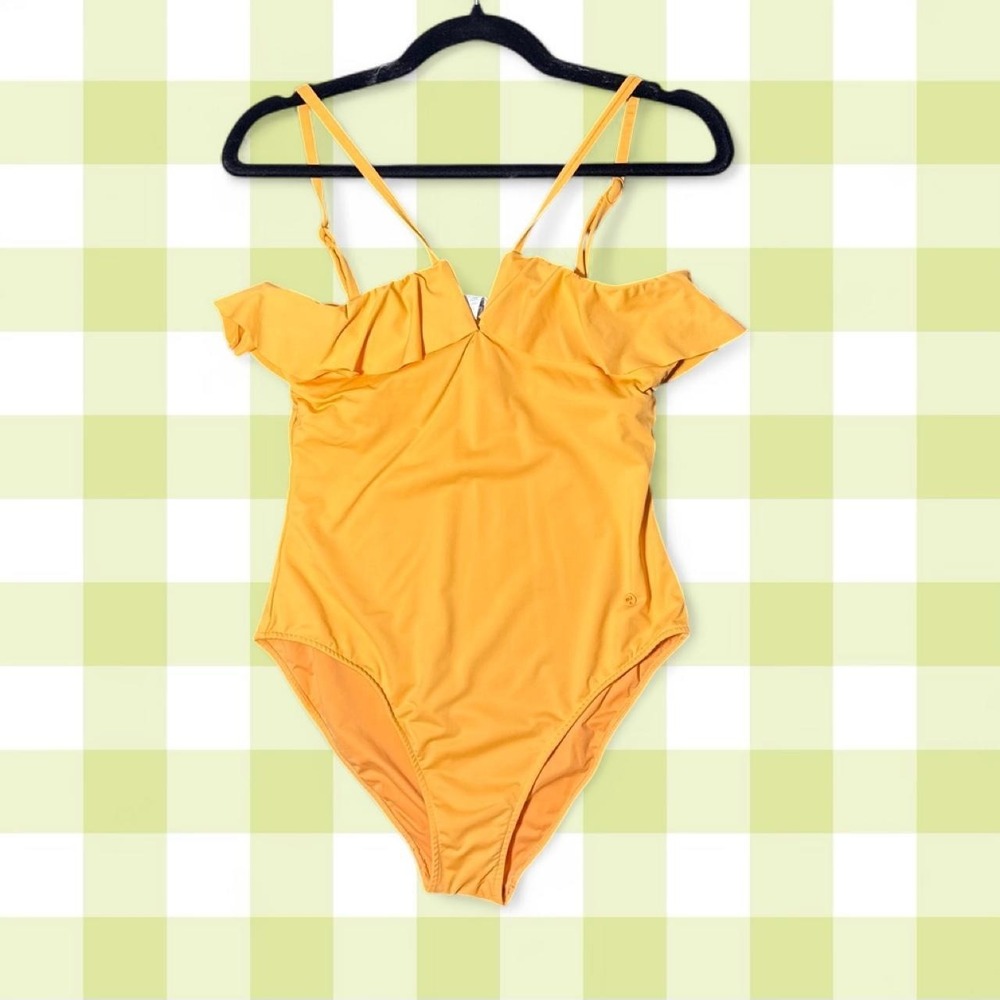 Women'secret‎ Sherbet Orange Ruffle Off-the-Shoulder One Piece Swimsuit | Size L